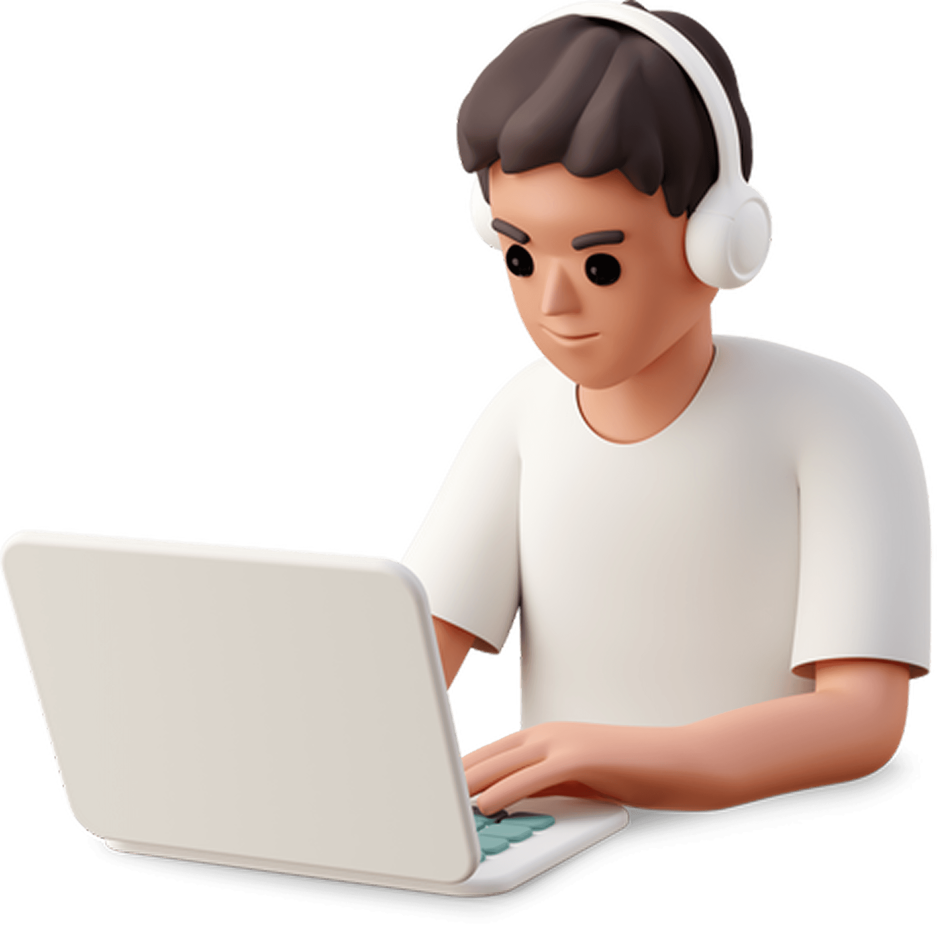 3D illustration of a person working on a laptop